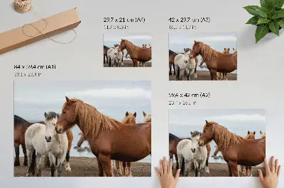 Poster the natural beauty of horses against a landscape backdrop