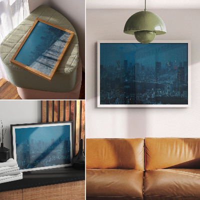 Decorative canvas print Metropolis night lights modern skyscrapers
