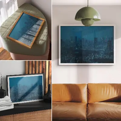 Decorative canvas print modern skyscrapers with metropolis night lights