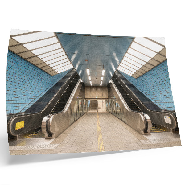 Decorative canvas print Blue tiles modern stairs symmetry