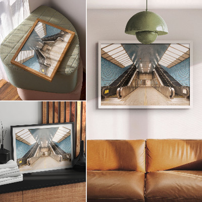 Decorative canvas print Blue tiles modern stairs symmetry
