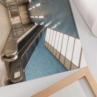 Decorative canvas print Blue tiles modern stairs symmetry
