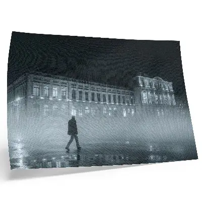Photo canvas night city fog with monumental building
