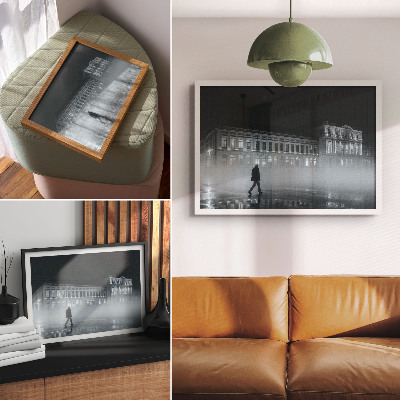 Photo canvas Night city fog monumental building