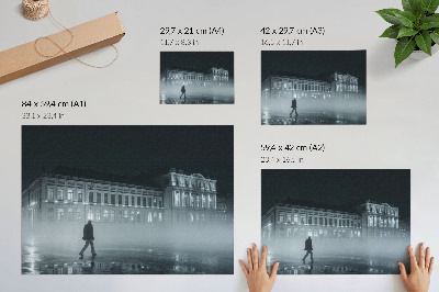 Photo canvas Night city fog monumental building