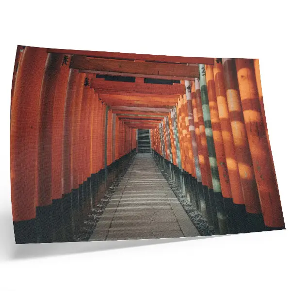 Decorative canvas print featuring an orange tunnel with symmetrical columns for depth