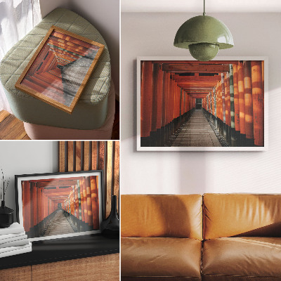Decorative canvas print Orange tunnel columns symmetry depth
