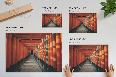 Decorative canvas print Orange tunnel columns symmetry depth
