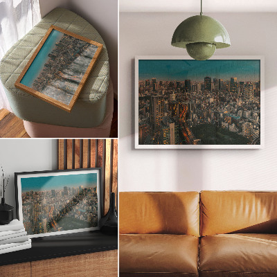 Poster Modern city view from above, dynamic