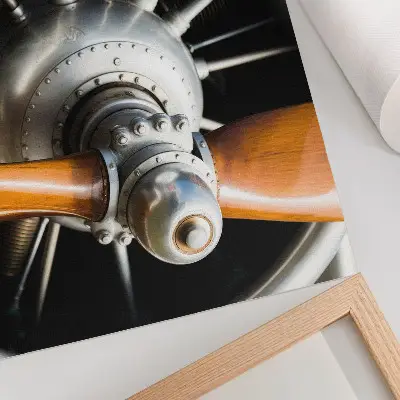 Photo canvas with metal propeller elements in an industrial style