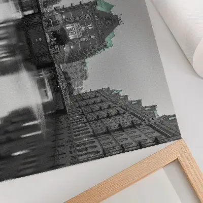 Poster canal with industrial buildings and water reflections