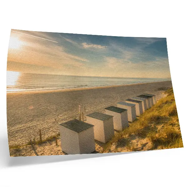 Photo canvas white houses with a sea view at sunset