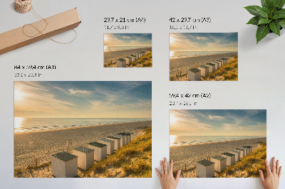 Photo canvas White houses sea view sunset
