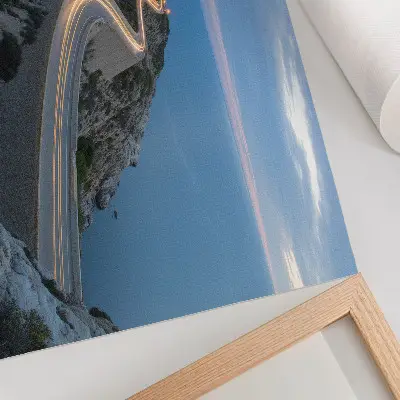 Photo canvas picturesque landscape featuring a lantern and a winding road at night
