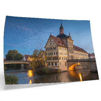 Decorative canvas print Historic building, bridge, water, blue sky