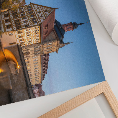 Decorative canvas print Historic building, bridge, water, blue sky