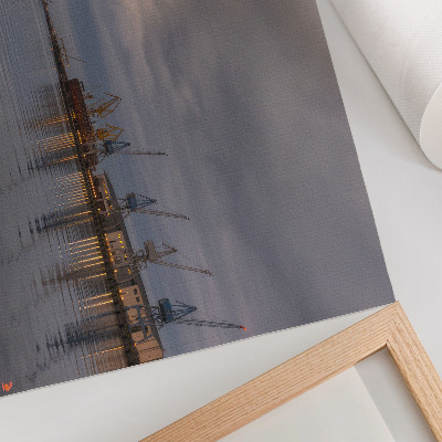 Photo canvas Atmospheric port cranes reflected in the water