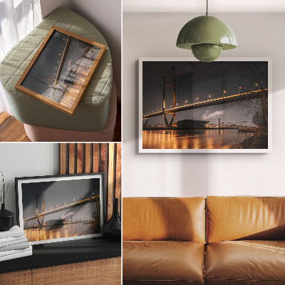 Poster Bridge at night modern structure peaceful atmosphere