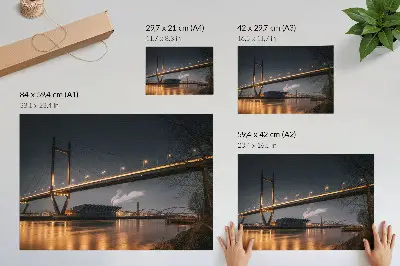 Poster bridge with modern structure at night in a peaceful atmosphere