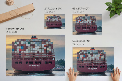 Poster A container ship full of colorful containers on the water