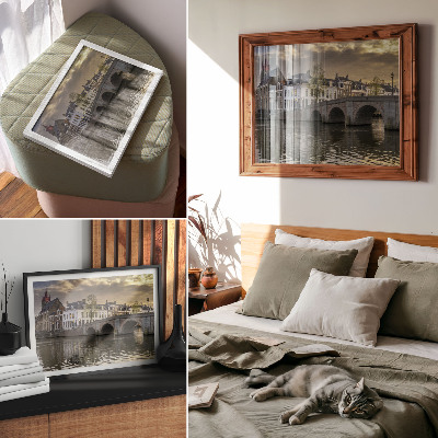 Photo canvas A charming city in the evening, illuminated by lanterns