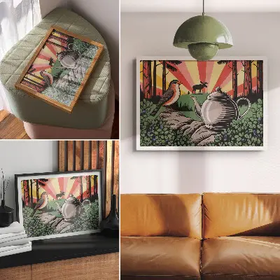 Decorative forest scene canvas print a dynamic and detailed landscape design