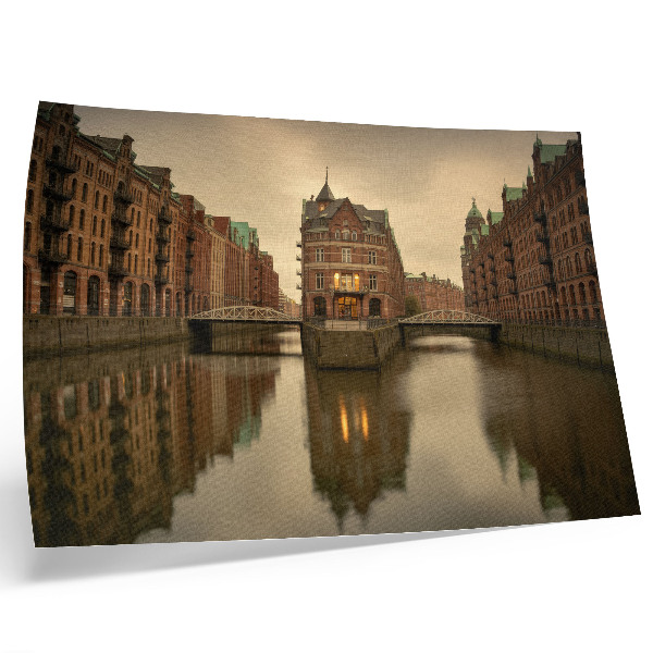 Photo canvas Historic buildings, canals, calm water, bridges