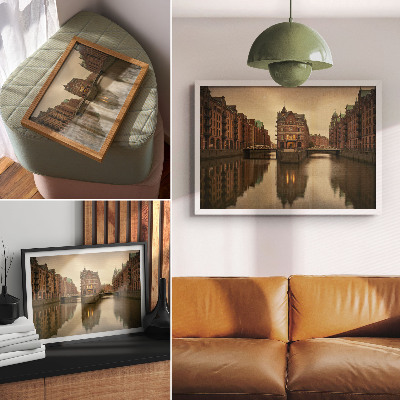 Photo canvas Historic buildings, canals, calm water, bridges