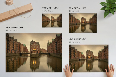 Photo canvas Historic buildings, canals, calm water, bridges
