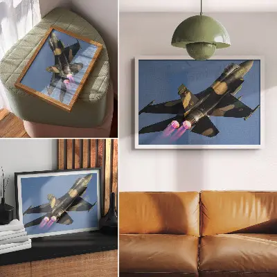 Jet plane poster high-contrast sky colors