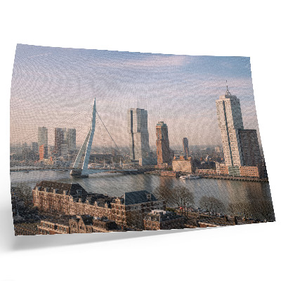 Photo canvas Impressive skyscrapers and an elegant bridge over the river