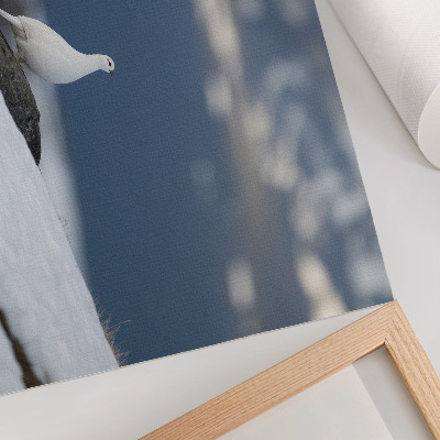 Decorative canvas print Bird in the snow winter landscape gentleness