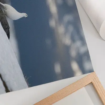 Decorative canvas print bird in the snow winter landscape