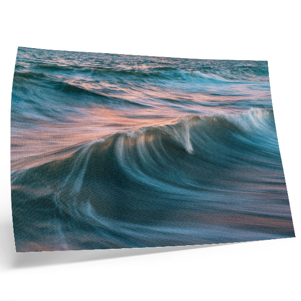 Photo canvas Dynamic waves of turquoise and blue sunset
