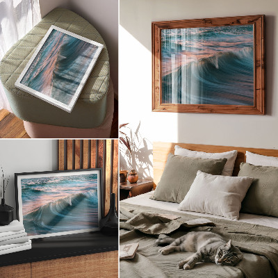 Photo canvas Dynamic waves of turquoise and blue sunset