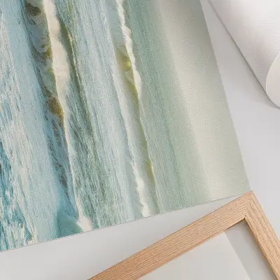 Poster featuring sea waves and a man on the shore