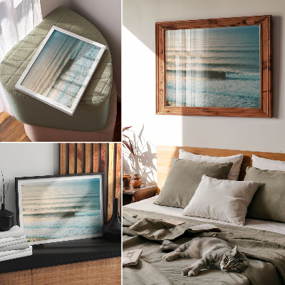 Poster Ocean waves calm horizon surfers