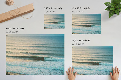 Poster Ocean waves calm horizon surfers