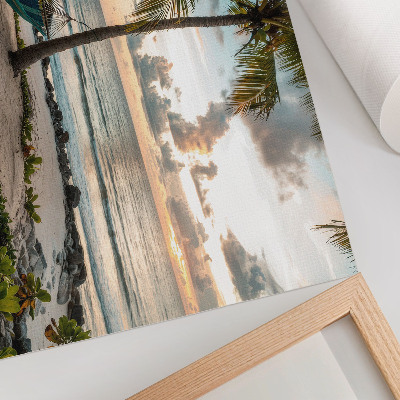 Photo canvas Tropical beach palm trees hammock oasis of relaxation