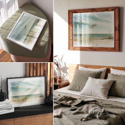 Poster Beach grass ocean sky peace