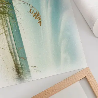 Poster beach grass by the ocean under a peaceful sky