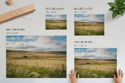 Poster picturesque landscape of a secluded cottage in nature