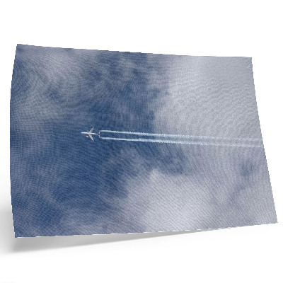 Decorative canvas print Airplane in the blue sky with white streaks