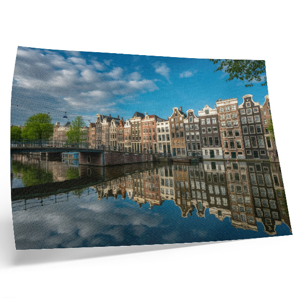 Decorative canvas print Seductive tenement houses reflected in the canal water