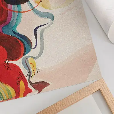 Decorative canvas print dynamic waves of color interpenetrating each other