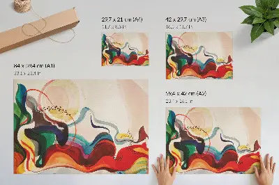 Decorative canvas print dynamic waves of color interpenetrating each other