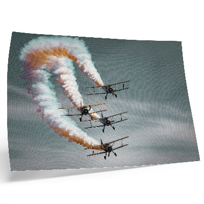 Poster Airplanes in formation with orange streaks