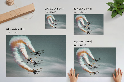 Poster Airplanes in formation with orange streaks