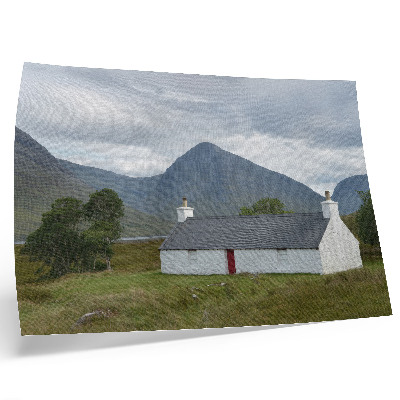 Photo canvas A white cottage among mountains and greenery