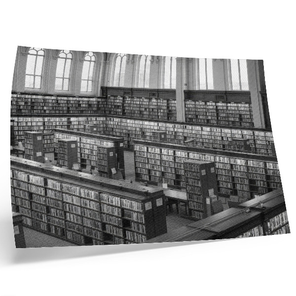 Decorative canvas print Classic library with wooden shelves
